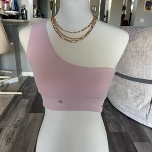Lululemon One Shoulder Asymmetric Crop Sports Bra Pink – Small